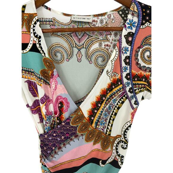 Etro Radial Print Jersey Wrap Top - Picture 5 of 11